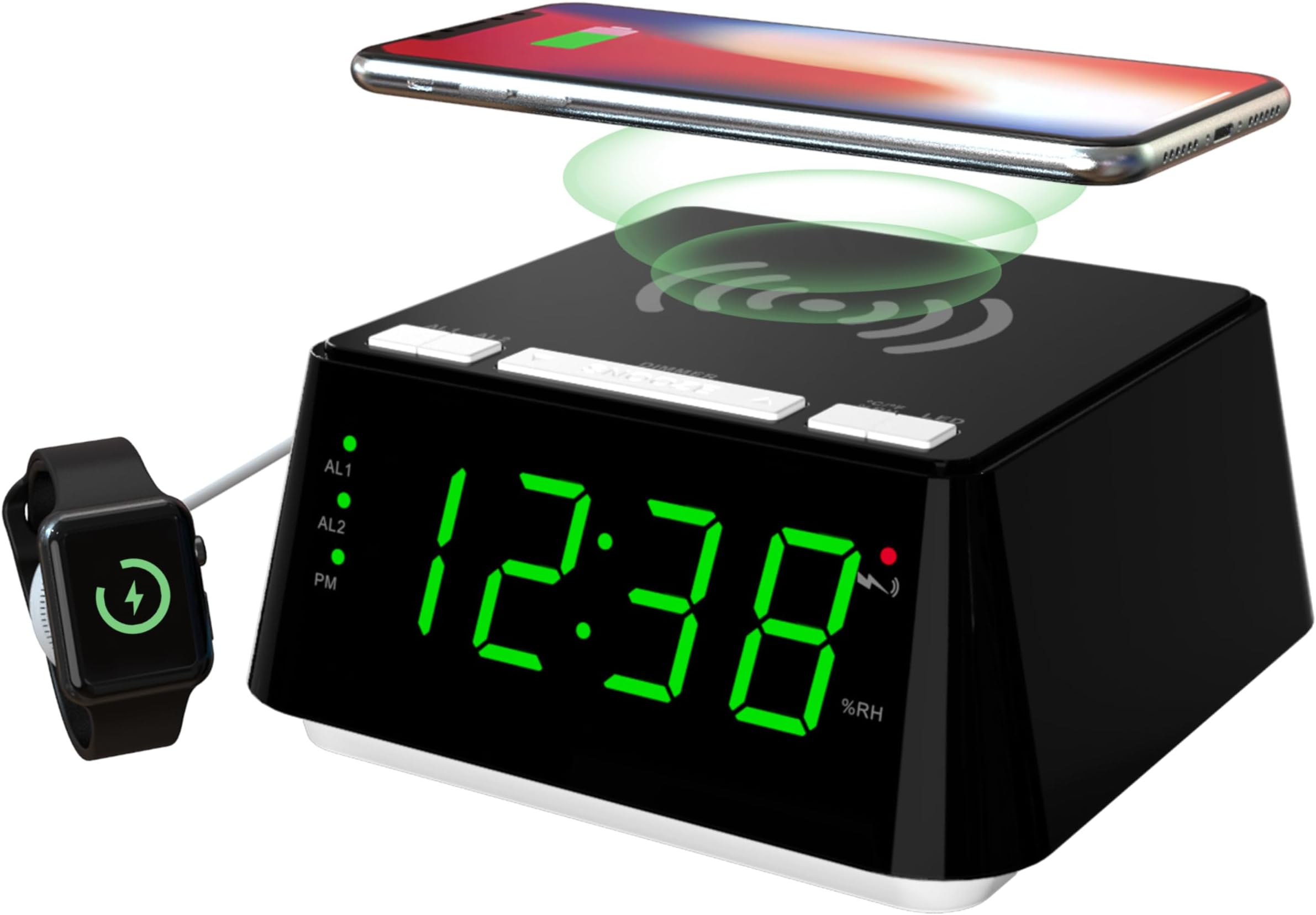Alarm Clock Radio With APP Control, 15W Wireless Charger, FM Radio,Two Charging Ports, Dual Alarm, Sleep Timer, Snooze, Auto-Manual Dimmer, Night Light, LED Display Clock Radio ITOMA 207A - View #2