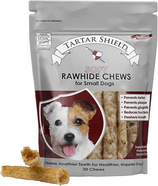 Tartar Shield Soft Rawhide Chews Safe Dental Treats for