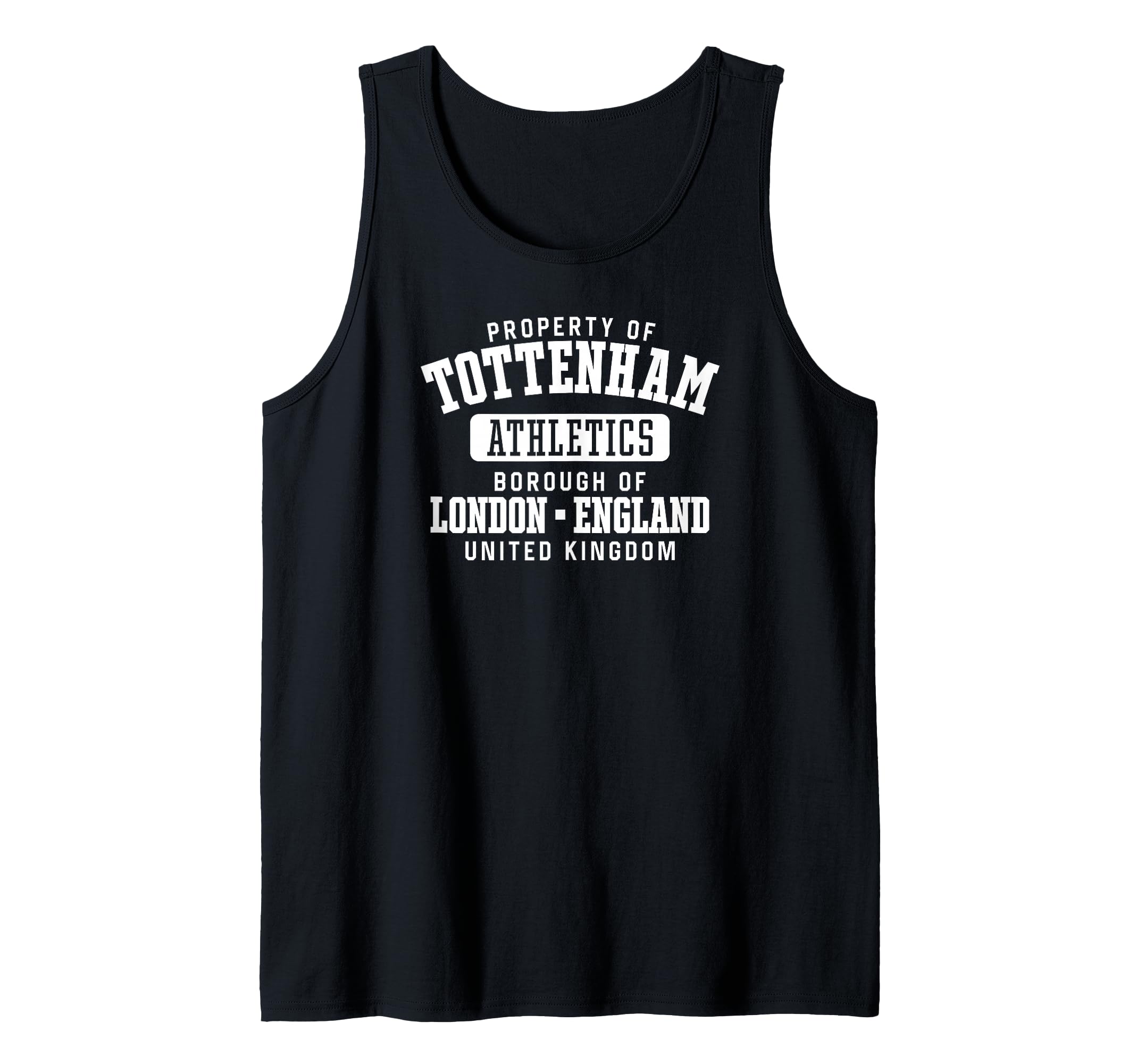 Property of Tottenham London England White Print Tank Top