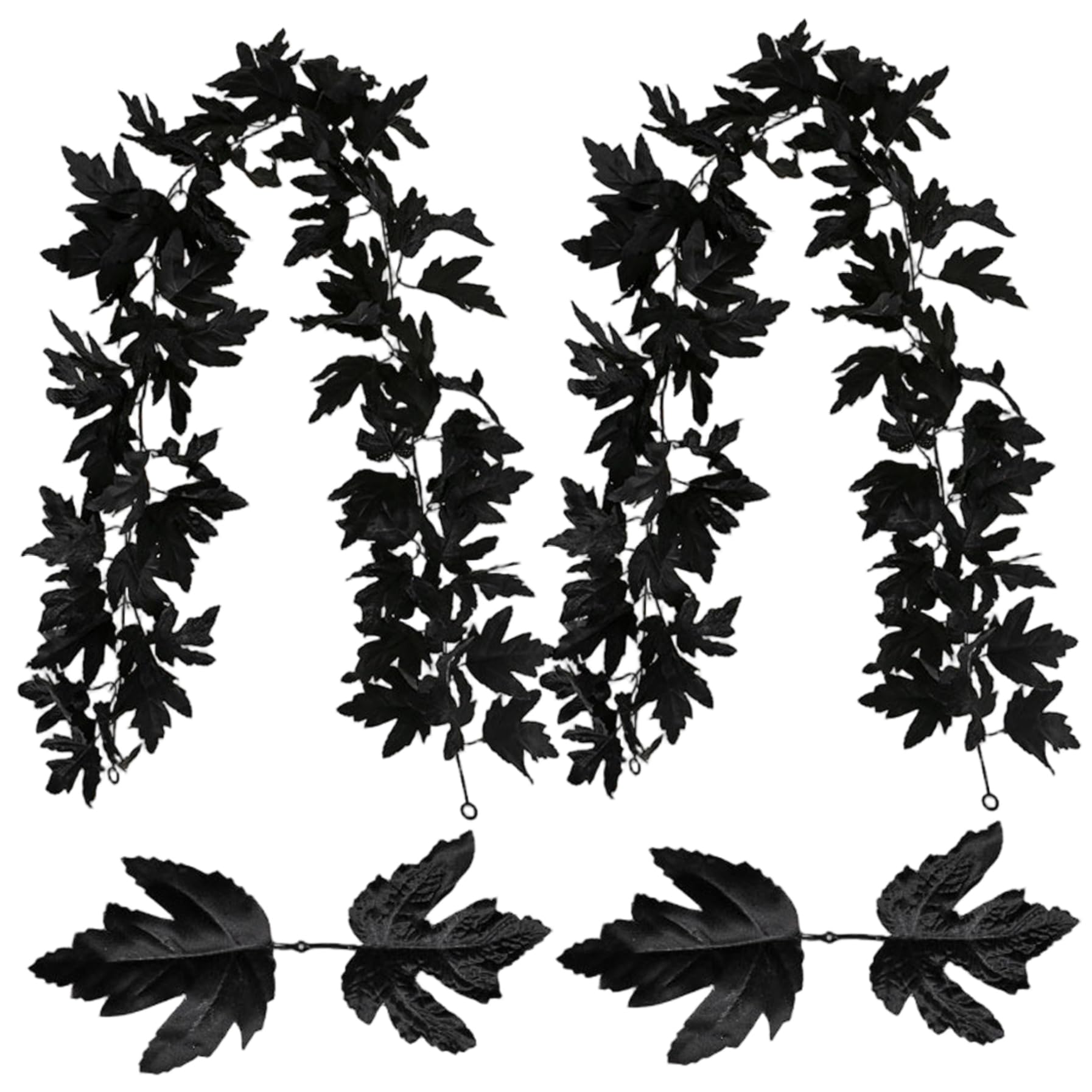 2Pcs Black Vines, Halloween Artificial Maple Leaves Garland, 68.9in Hanging Black Garland for Home Wedding Party Decorations Decoration