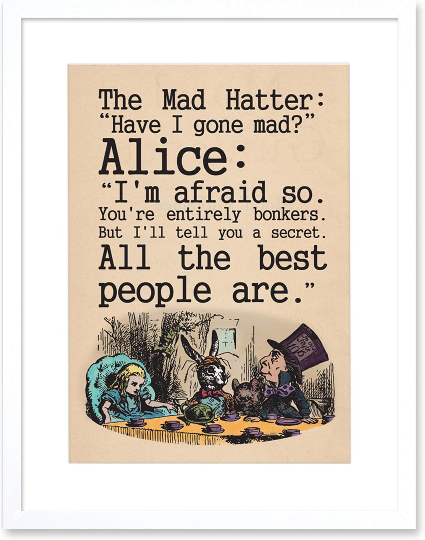 Wee Blue Coo Alice In Wonderland Mad Hatter Tea Party Artwork Framed Wall Art Print 12X16 Inch