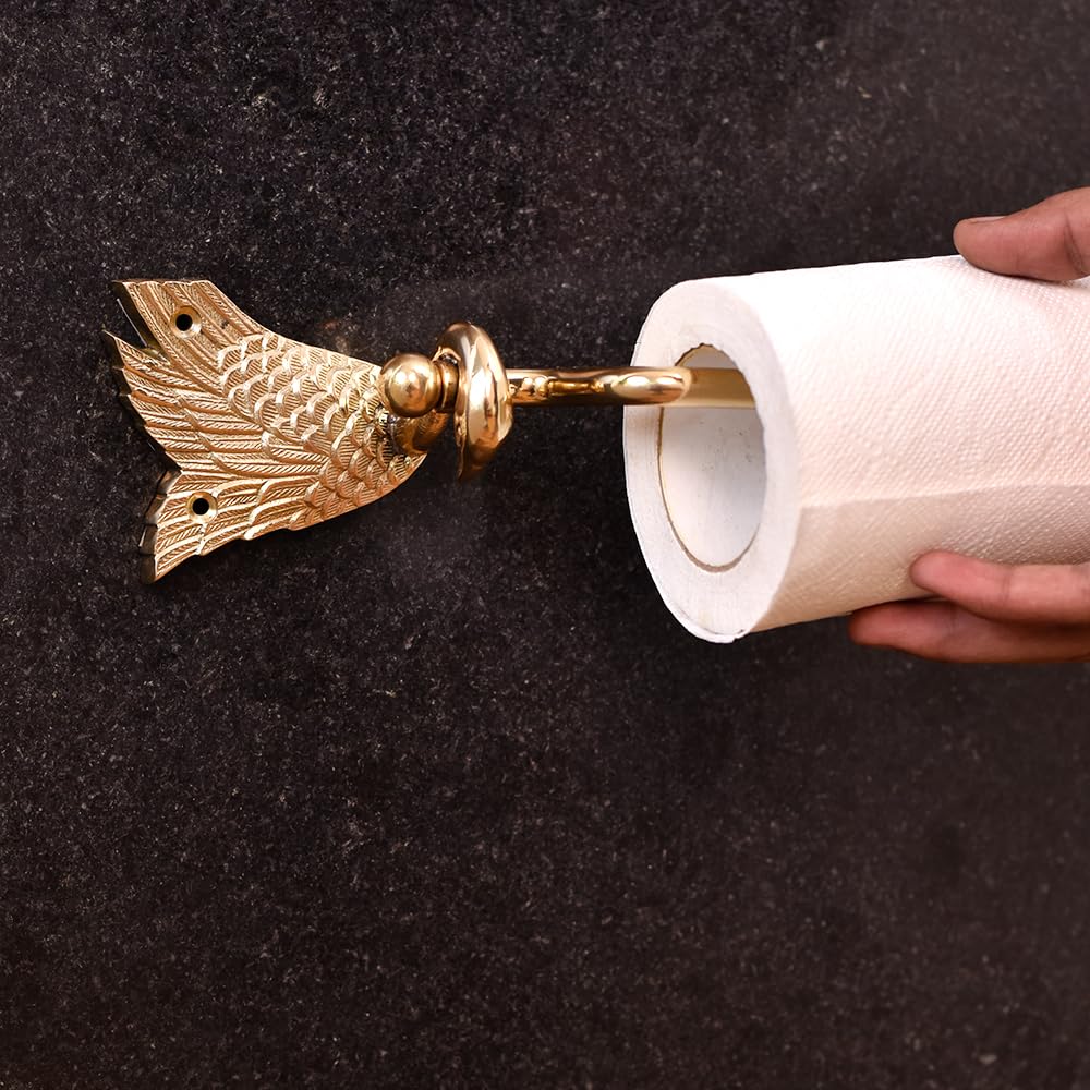 IndianShelf Swan Brass Toilet Paper Holder - Gold Toilet Paper Holders- Vintage Kitchen Paper Holder - Bathroom Tissue Roll Holder - Mounted Toilet Paper Holder - Antique Bathroom Accessories