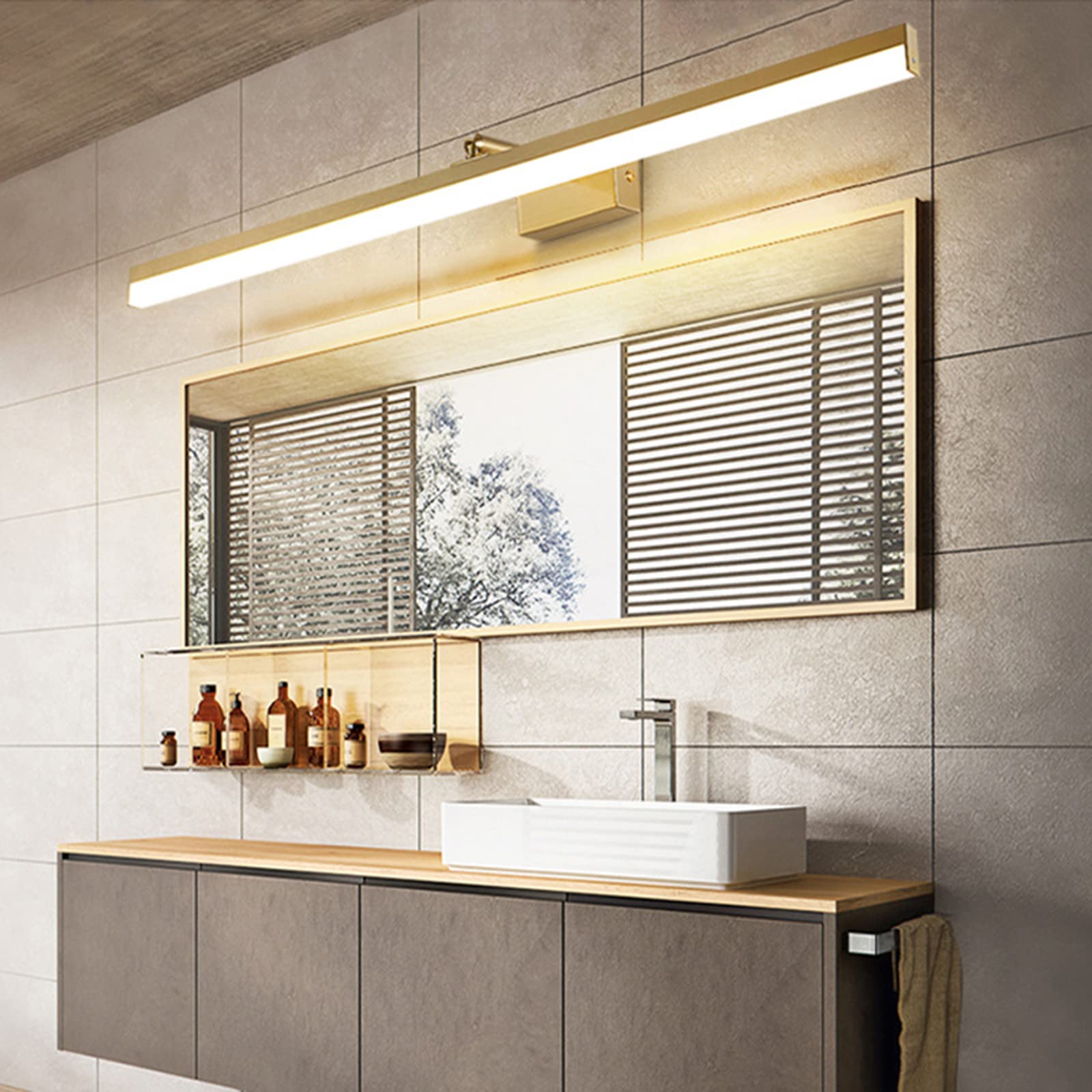 Badezimmer Spiegel Beleuchtung Frontlicht Dekorative Spiegelleuchte Spritzwassergeschützt Wasserdicht Wasserdicht Spiegel Badezimmer Lampe Gold Winkel Einstellbare Spiegel Badleuchte 41cm