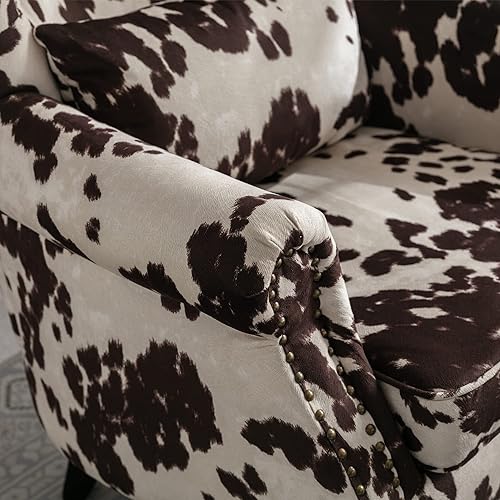 Miniatura 6 de chairus Silla decorativa moderna de mediados de siglo con otomana, cómoda silla individual de terciopelo con botones y respaldo de alas con almohada