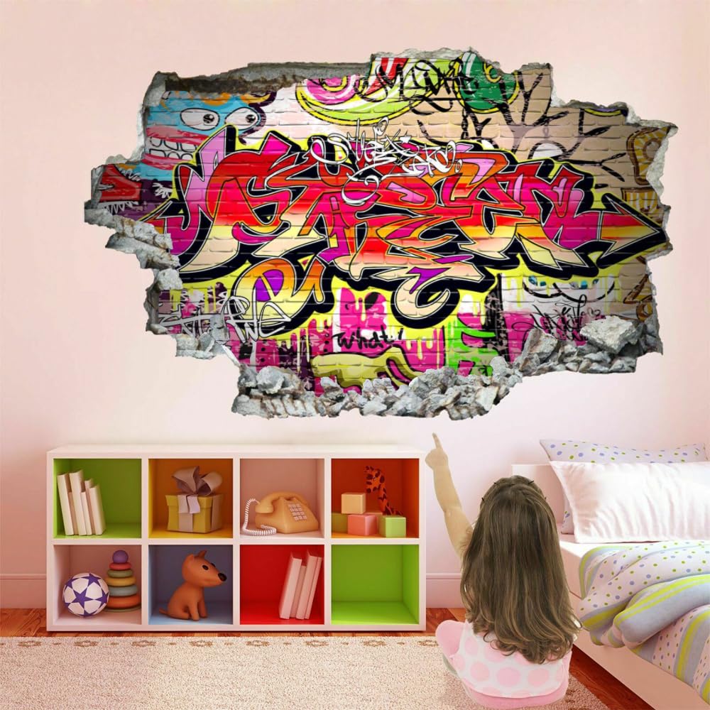 Adesivi per decorazioni da parete Graffiti Art Poster rimovibili da muro per personaggi del tatuaggio fracassato per domestica Soggiorno Camera da letto per da muro per la scuola materna
