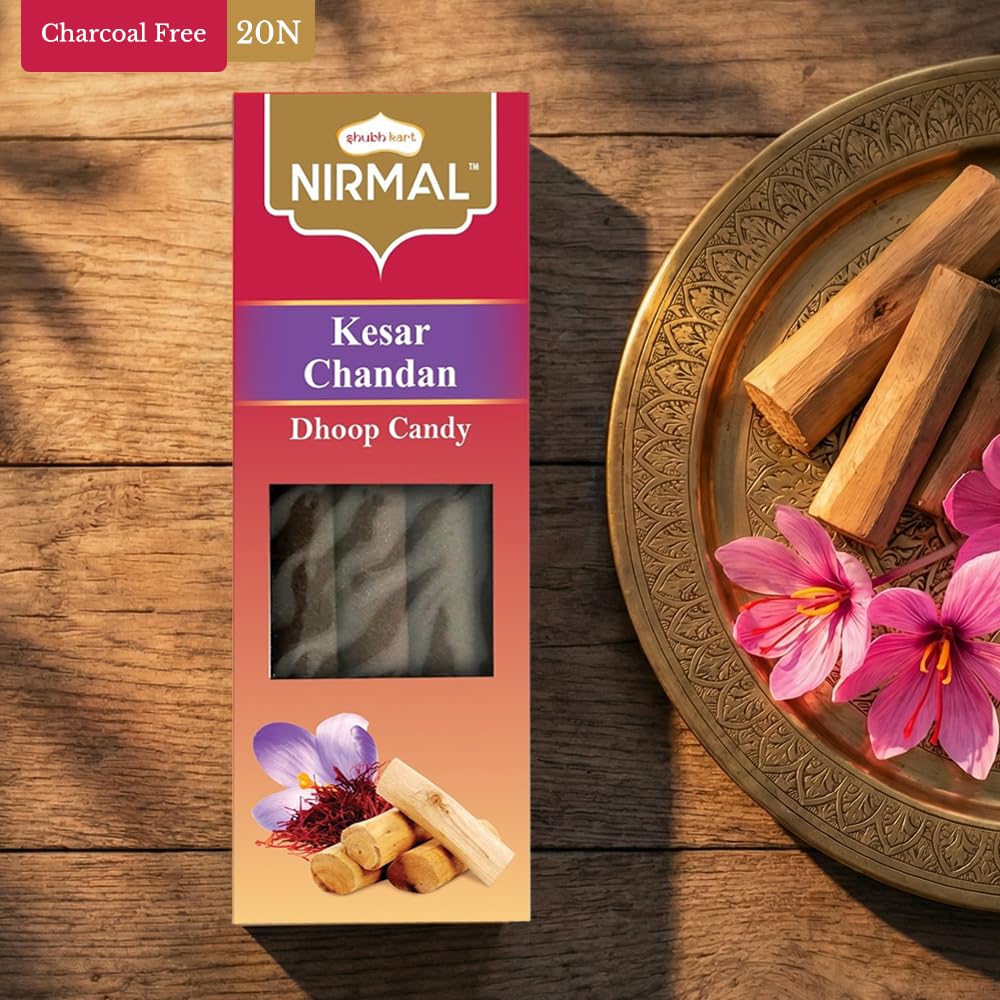 Shubhkart Nirmal Kesar Chandan Dhoop Candy 20N | Premium Dual Fragrance Pack for Puja, Meditation, and Relaxation, Festivals and Spiritual Events, Incense for Home, Pooja, Positivity 3