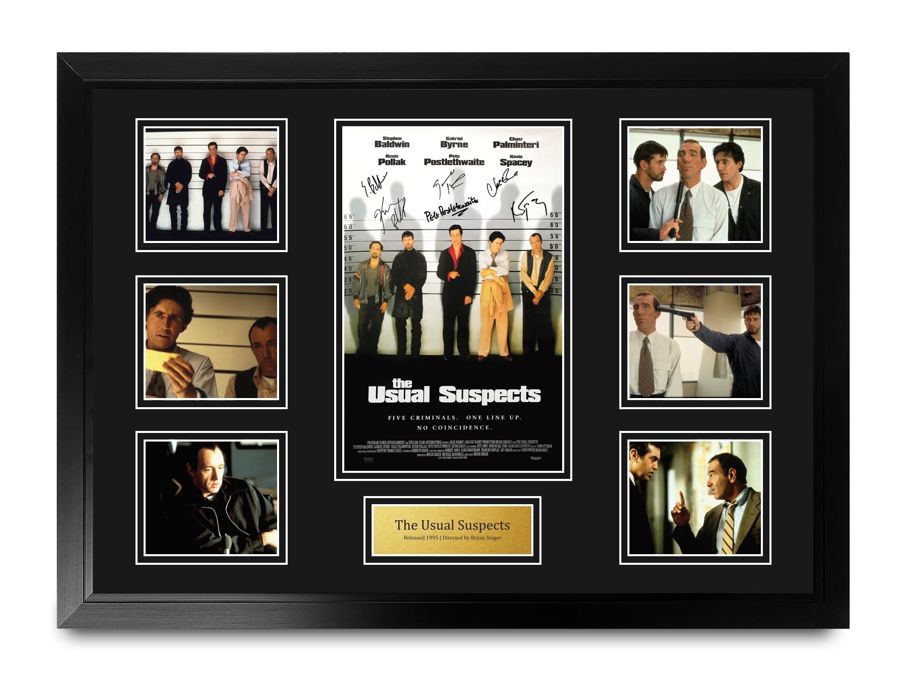 HWC Trading The Usual Suspects Podpisany Plakat Filmowy A2 Deluxe w Ramie