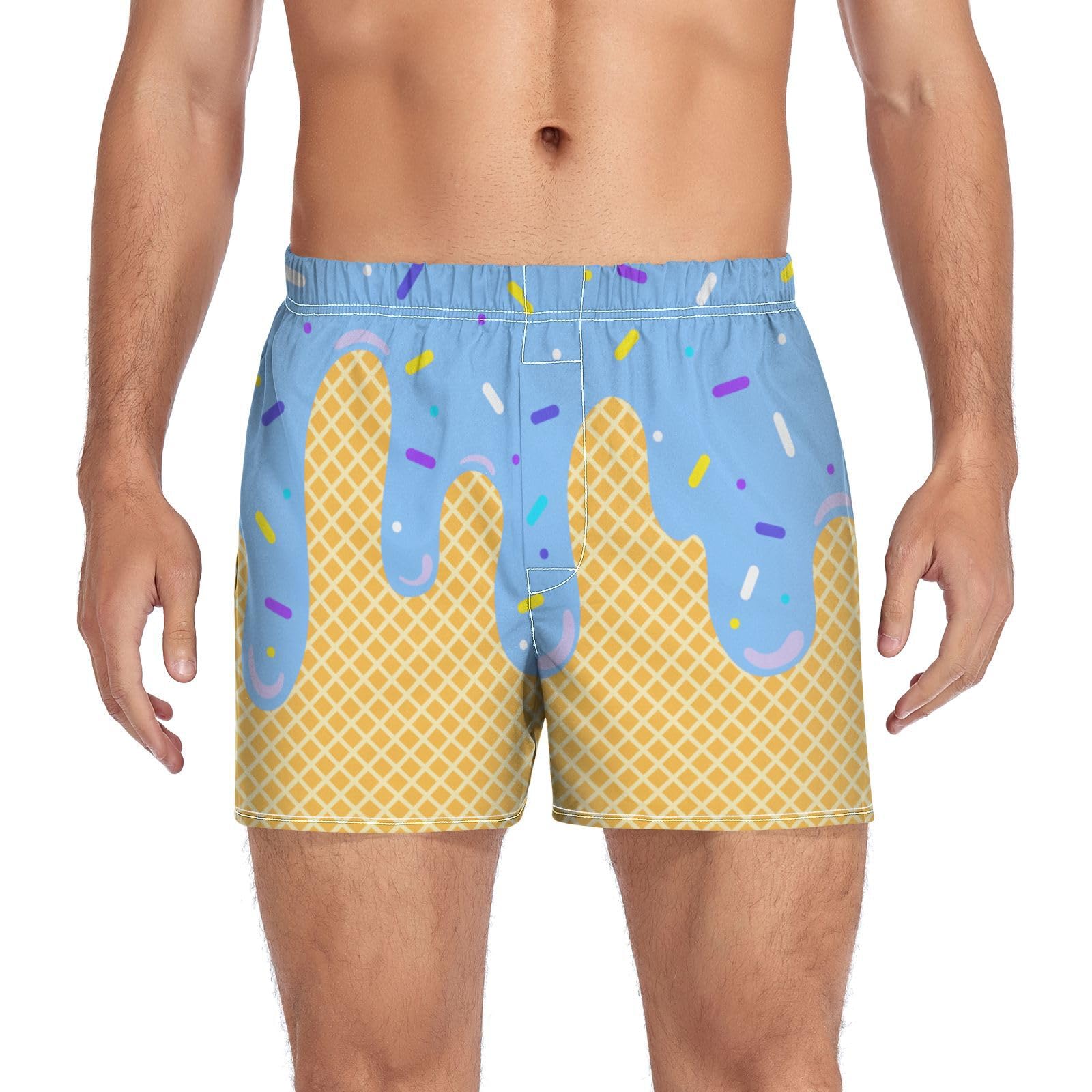 Men's Boxer Shorts Cotton Loose Underwear with Button Fly