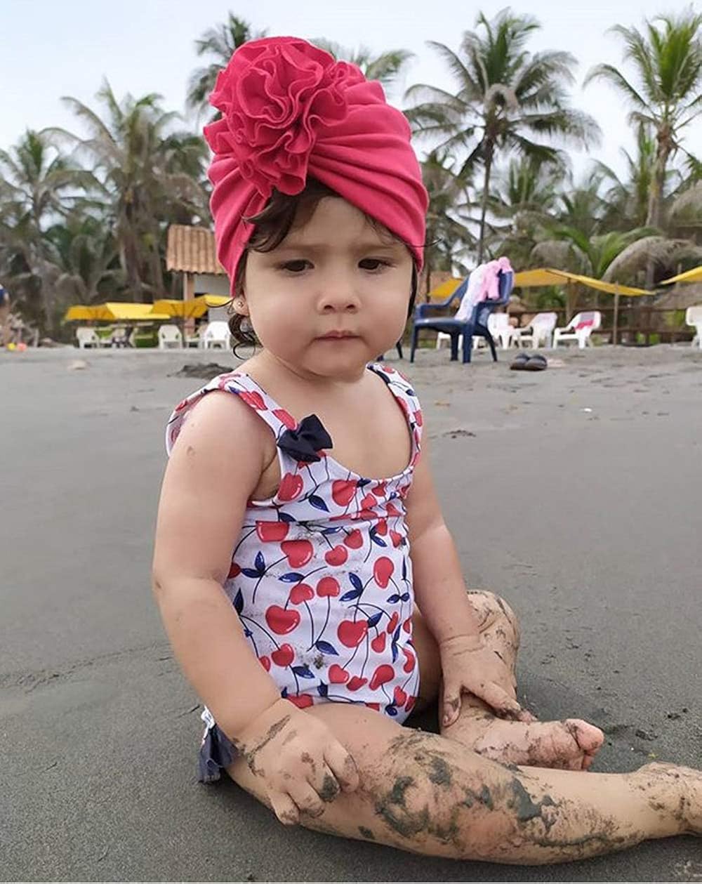 Vista 3 de inSowni 8 unidades de gorras de turbante para hospitales de guardería gorros con flores para bebés y niñas recién nacidos