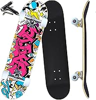 Vista 9 de Patinetas longboard completas para principiantes, niñas, niños, jóvenes, adolescentes, adultos, de 31x8 pulgadas, patinetas de 7 capas de madera
