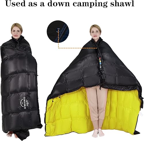 Miniatura 4 de OMVMO Saco de dormir de plumón de 0 a 20 grados F para adultos, saco de dormir rectangular para clima frío de 4 estaciones para acampar y