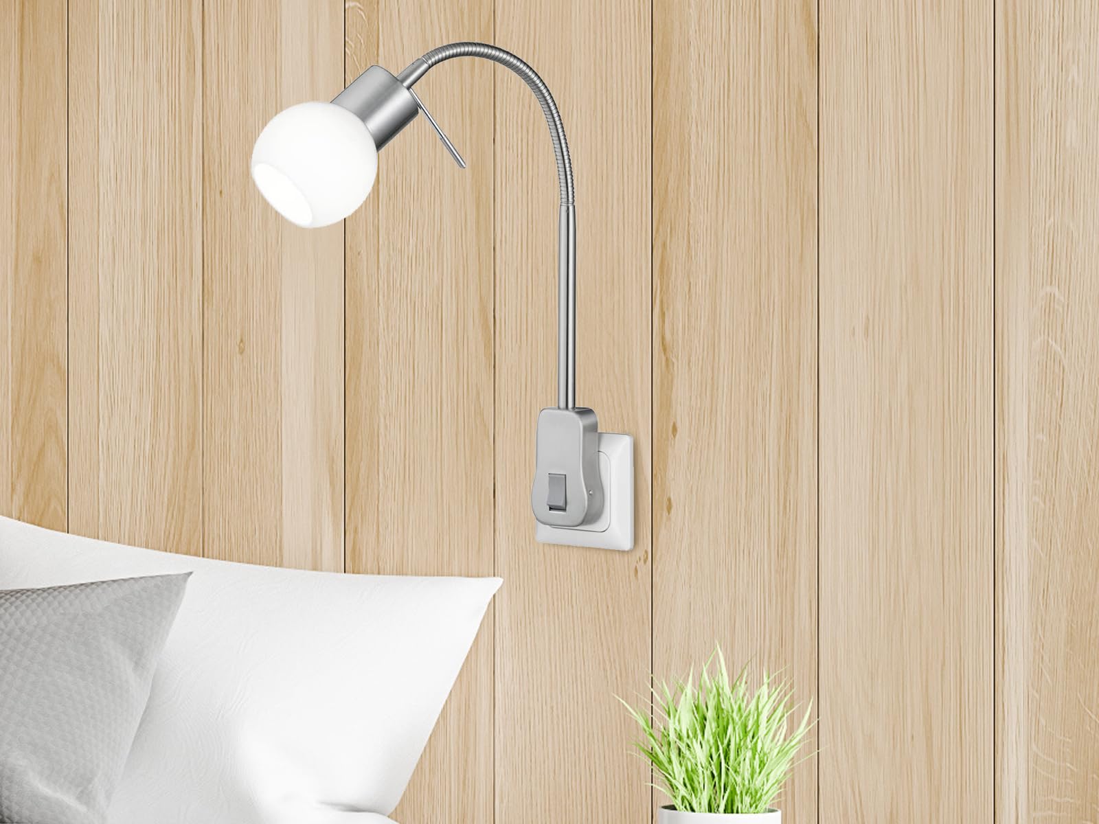 Trio Leuchten LED Steckerspot 891770107 Fred, Metall Nickel matt, Glas weiß, inkl. 1 x G9 3.5 Watt, Switch Dimmer, 20 x 4.7 x 40 cm
