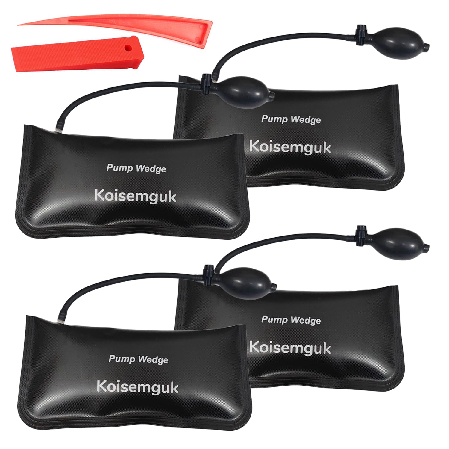 Window Door Air Wedge Bag Inflatable 4pcs Commercial Grade Air Wedge Pump Kit with 2 Pry Bars Professional Leveling Kit &amp; Alignment Tool 10.6 Inch Large Size for Variety of Jobs