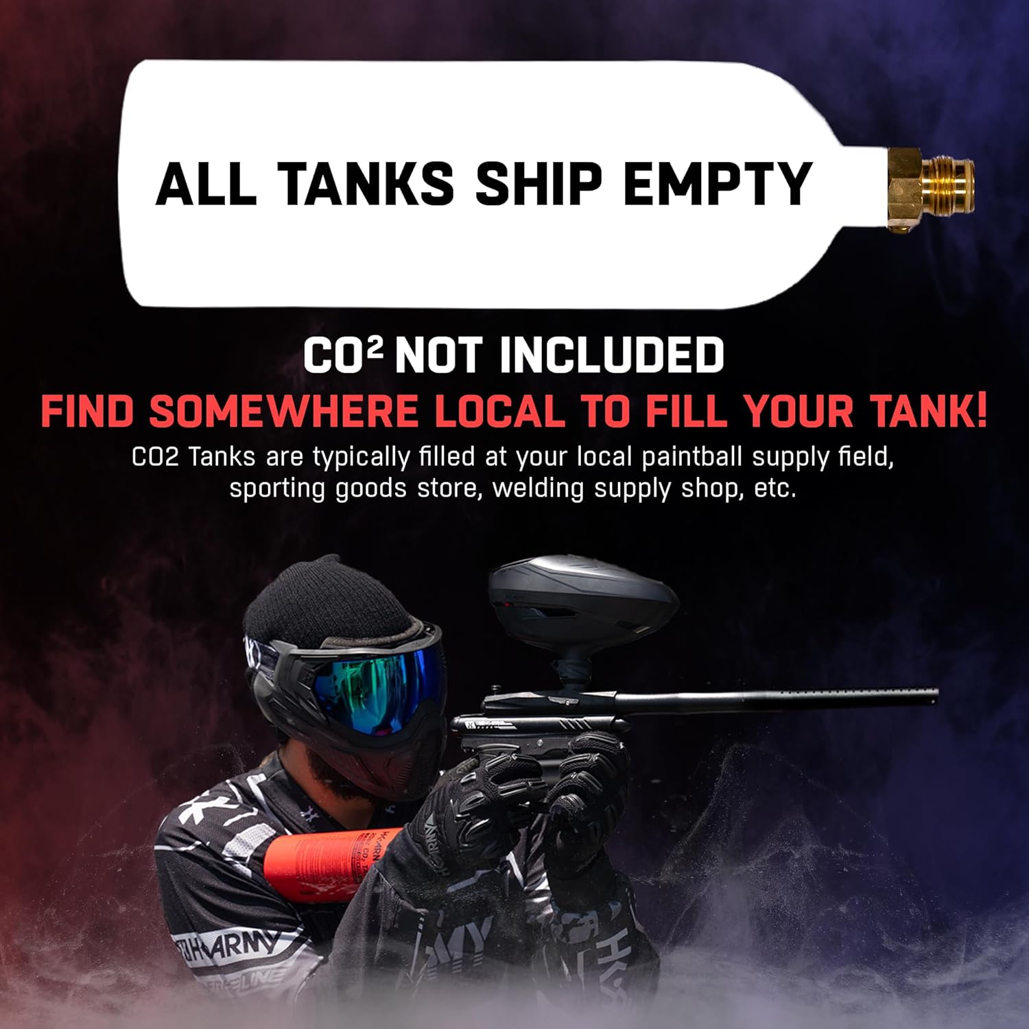 HK Army 20oz Aluminum CO2 Tank - High Pressure Compressed Air System for Paintball & Airsoft Gear