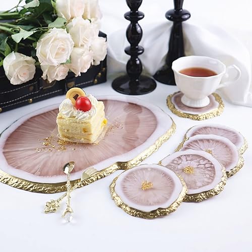 Miniatura 4 de Moldes de resina para posavasos de silicona, geoda de ágata para alfombrillas de resina epoxi, decoración del hogar (4)