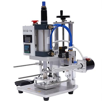 Pneumatic Leather Hot Foil Stamping Machine, 500W Digital Embossing Stamping Machine Air Operated Logo Leather PVC Press with Gold Foil Paper for Leather PVC PU Paper Plasti