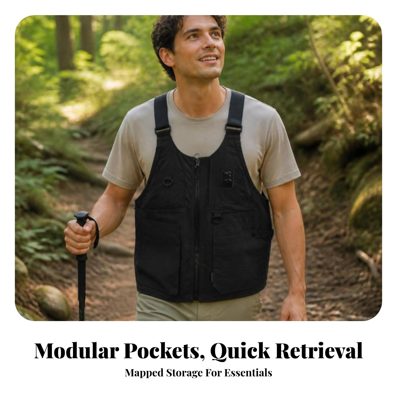 Gilet Multitasche Traspirante | Gilet Trasformabile in Zaino, Idrorepellente, per Trekking, Pesca