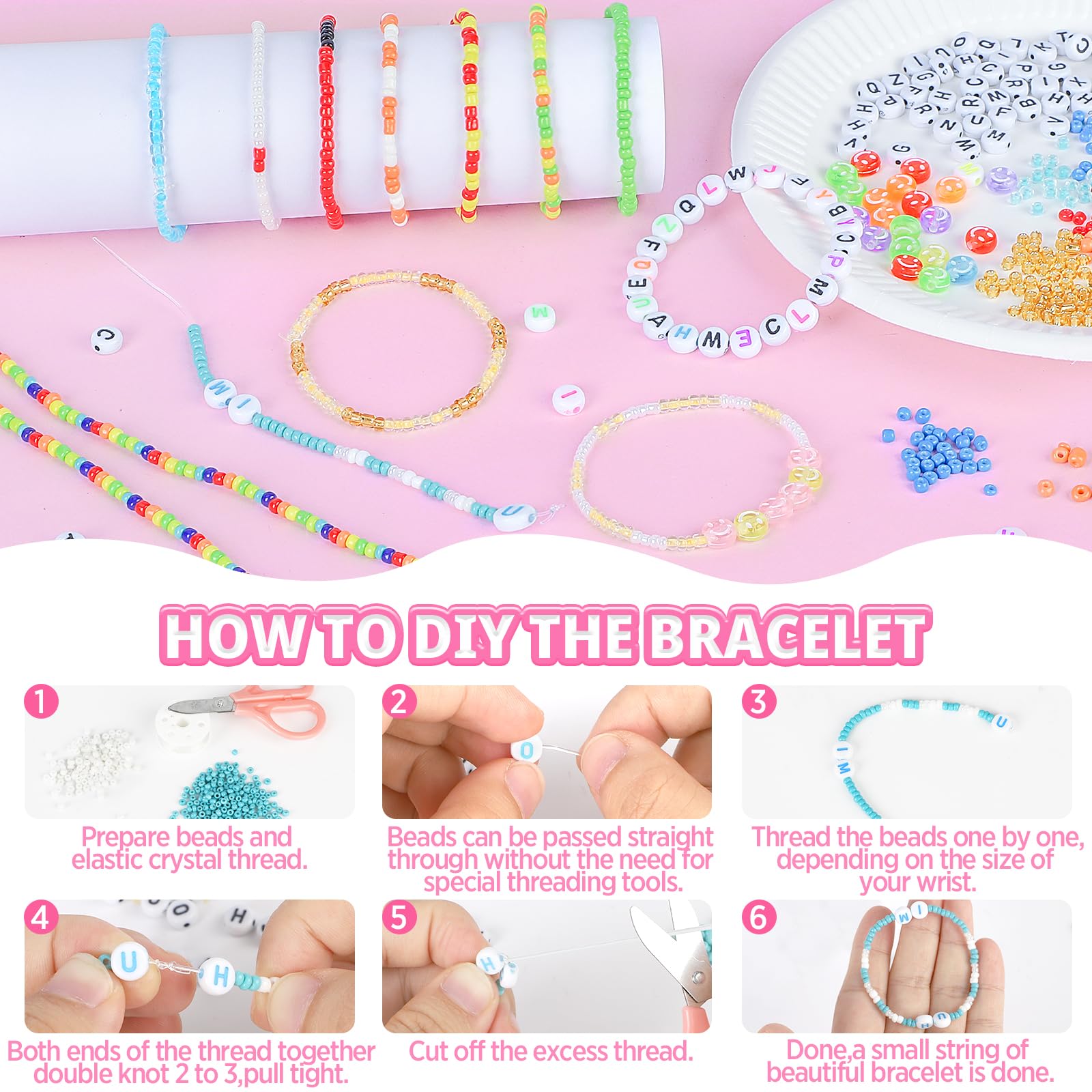 URMYWO Juego de cuentas para pulseras, mini juego de abalorios, cuentas para enhebrar para Navidad, kit de creación de pulseras, adultos para Navidad, vacaciones, cumpleaños, fiestas