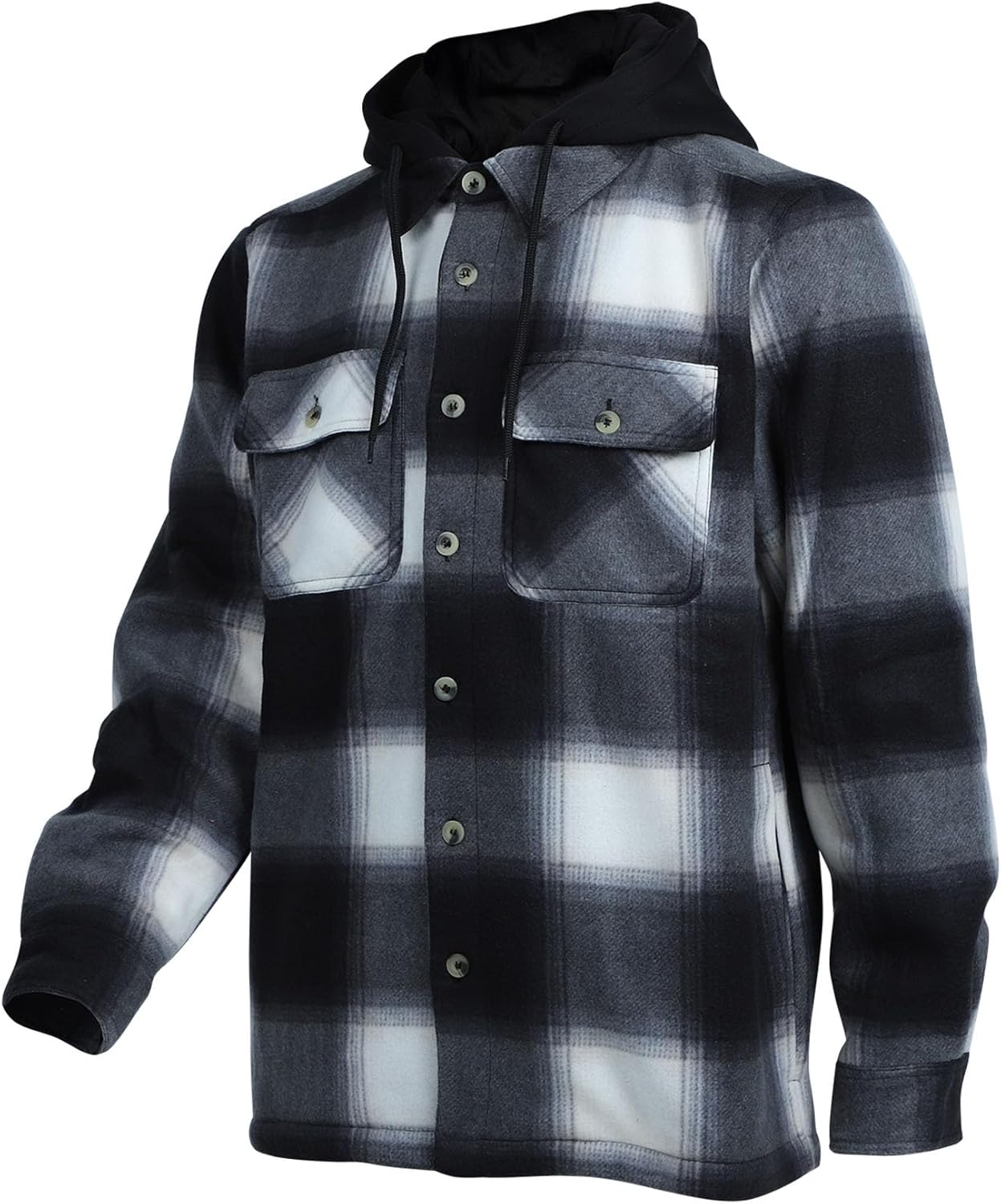 LeeHanTon Mens Heavyweight Hoodies Casual Zip Up Plaid Flannel Shirt Jackets Winter Thick Berber Lined Fleece Coat - Image 2