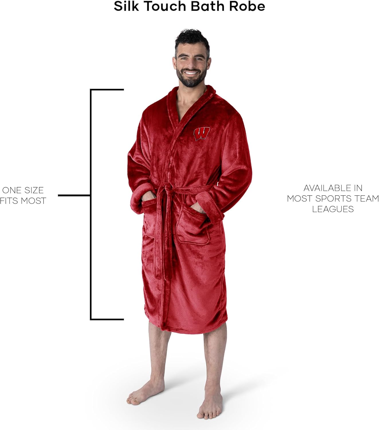 Northwest NCAA Wisconsin Badgers Unisex-Adult Silk Touch Bath Robe, Large/X-Large, Team Colors