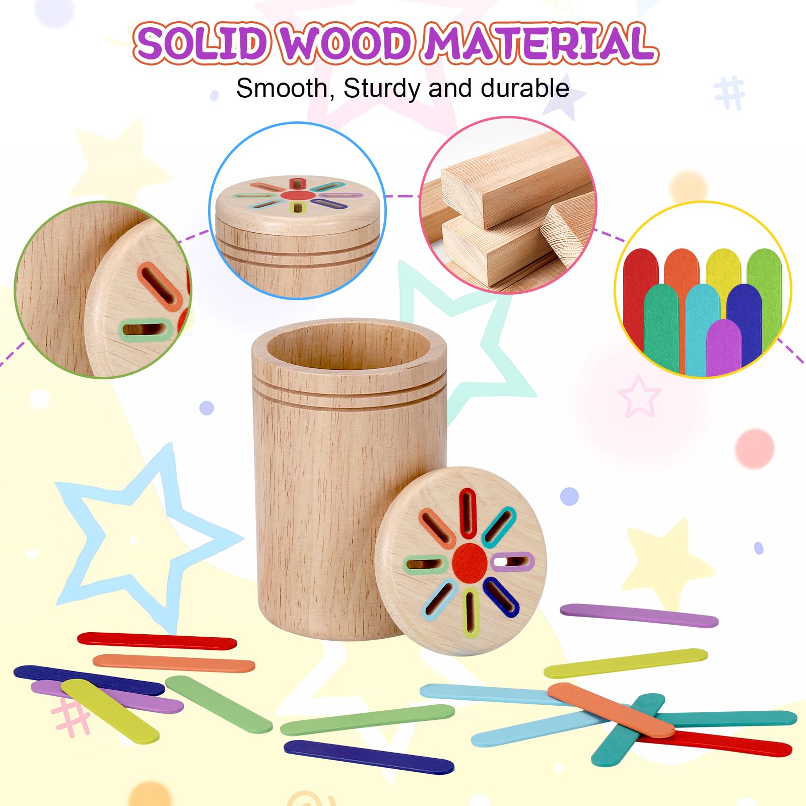 Montessori Farben Sortierspiel Aus Holz – Lernspielzeug Ab 1 Jahr Mit 8 Farben