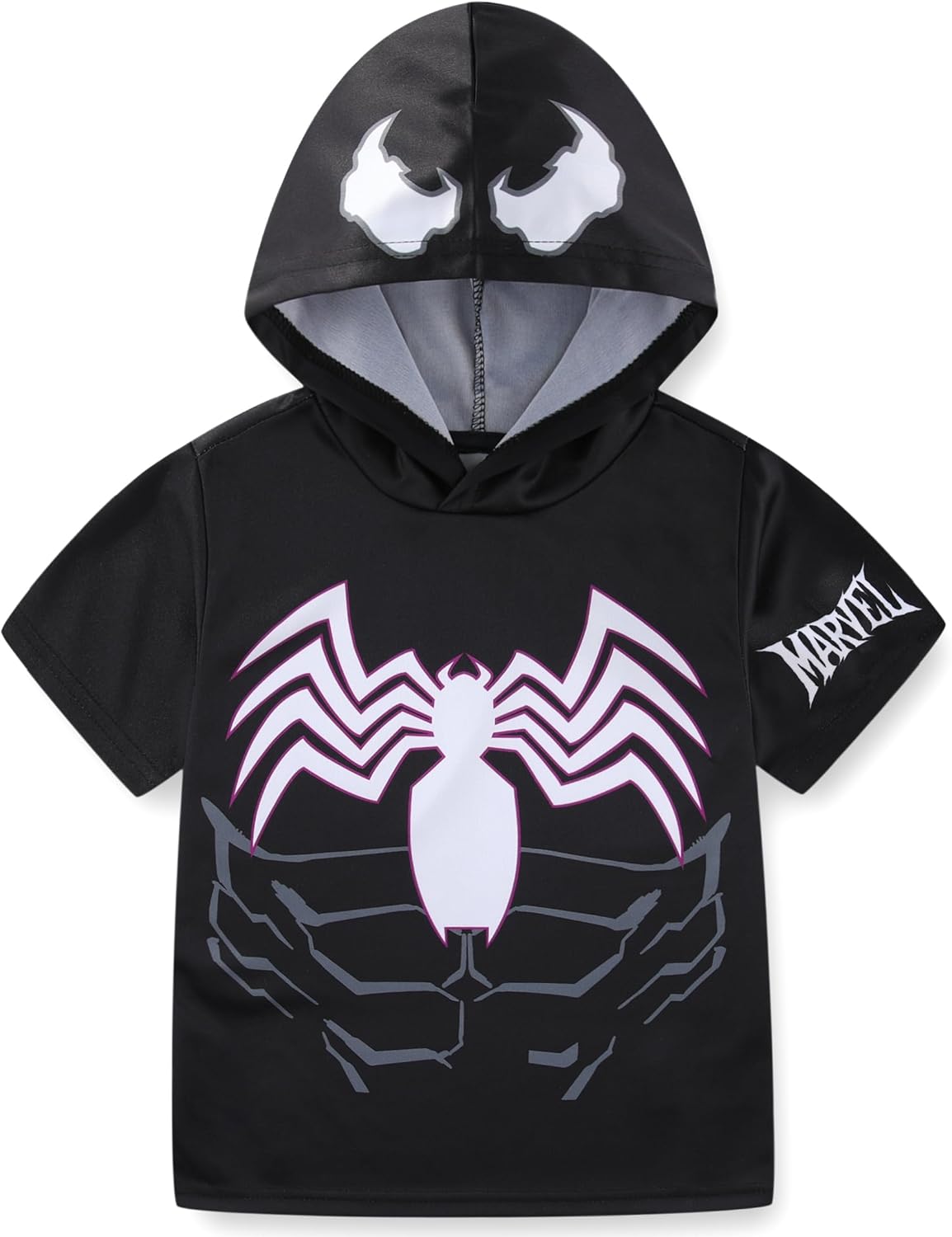 Marvel Spider-Man Boys Hooded Athletic T-Shirt and Active Mesh Short Set for Toddler and Big Kids - Image 2