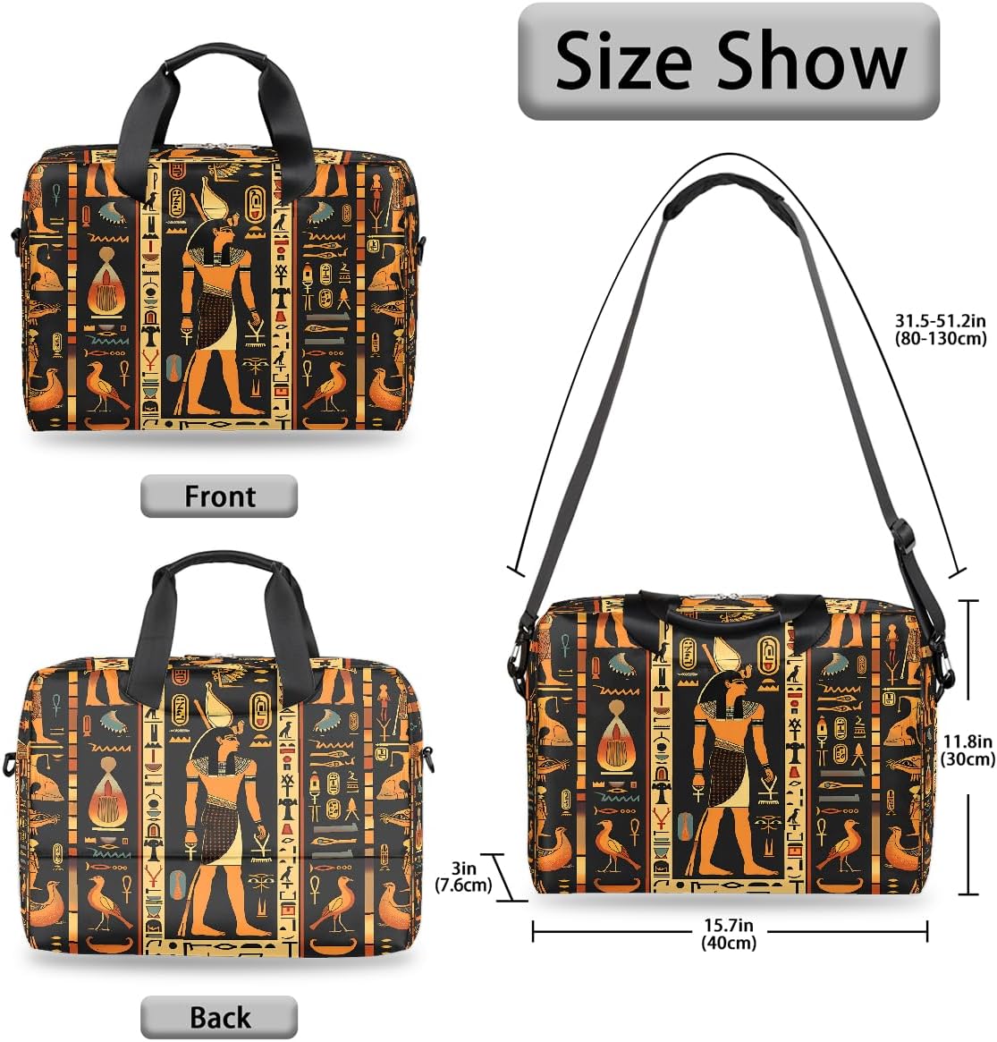 Laptop Bag Egyptian Egypt Hieroglyphs Laptop Case Sleeve Messenger Bags with Shoulder Strap Briefcase for Laptop 13 14 14.5 15.6 16 in