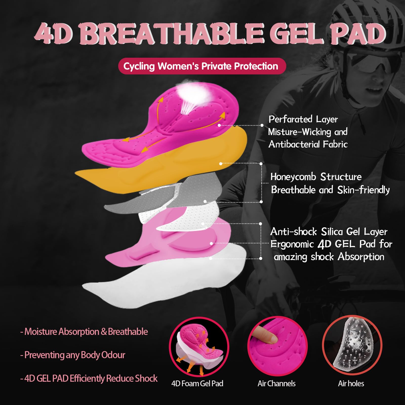 FEIXIANG Damen Radunterhose, Fahrradhose Kurz Radlerhose Fahrrad Unterwäsche mit 4D Gel Gepolstert, Fahrradunterhose Atmungsaktiv Schnelltrocknend Radhose