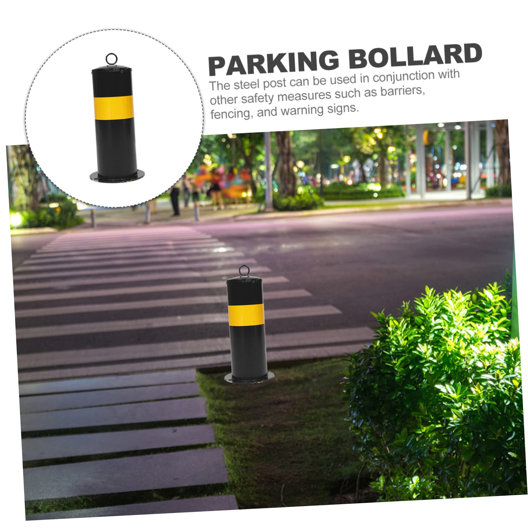 Bolardo de Acero Negro para Protección Vial y Control de Acceso | Interior, Exterior, Empresas, Municipios, Diseño Profesional, Carreteras, Almacenes, Uso Industrial