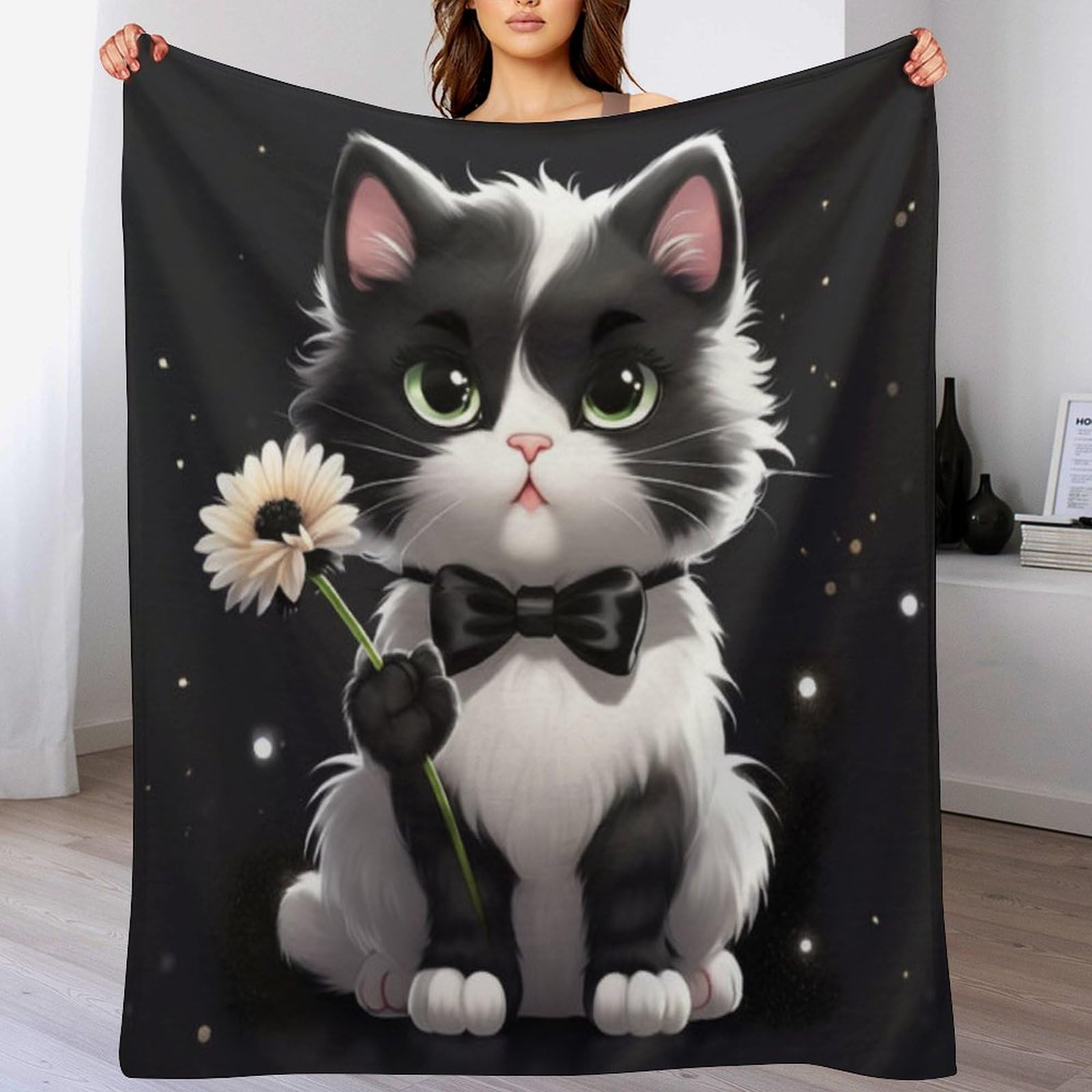 Couverture plaid chat 3D en flanelle 140x180cm pour lit et canapé