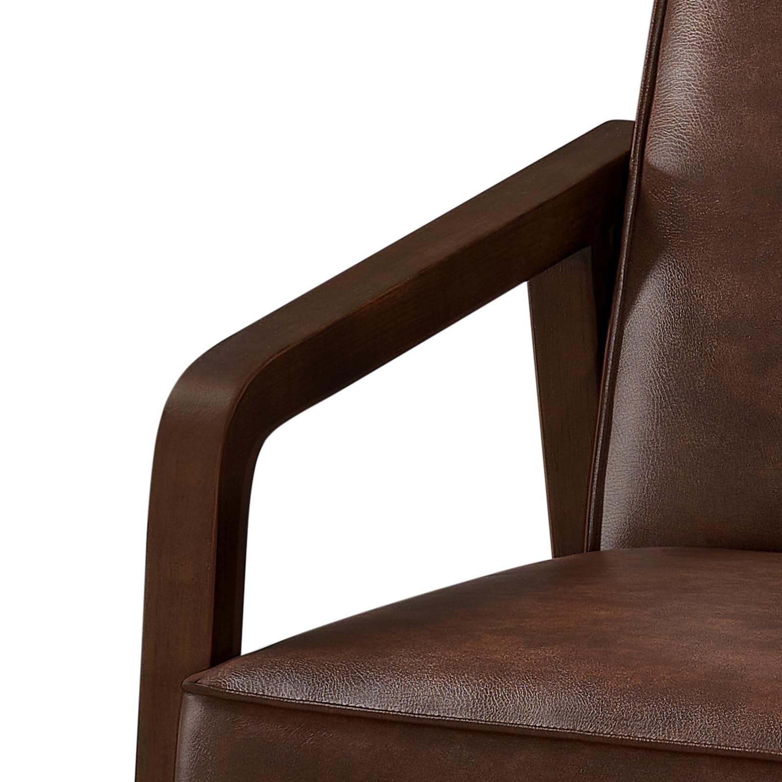Poltrona Classica Ecopelle PU da Salotto Studio Poltrocina Imbottita Struttura in Legno Molle in Acciaio Sedia Moderna con Braccioli Schienale Piedini Regolabili per Lavoro Bar Marrone Scuro
