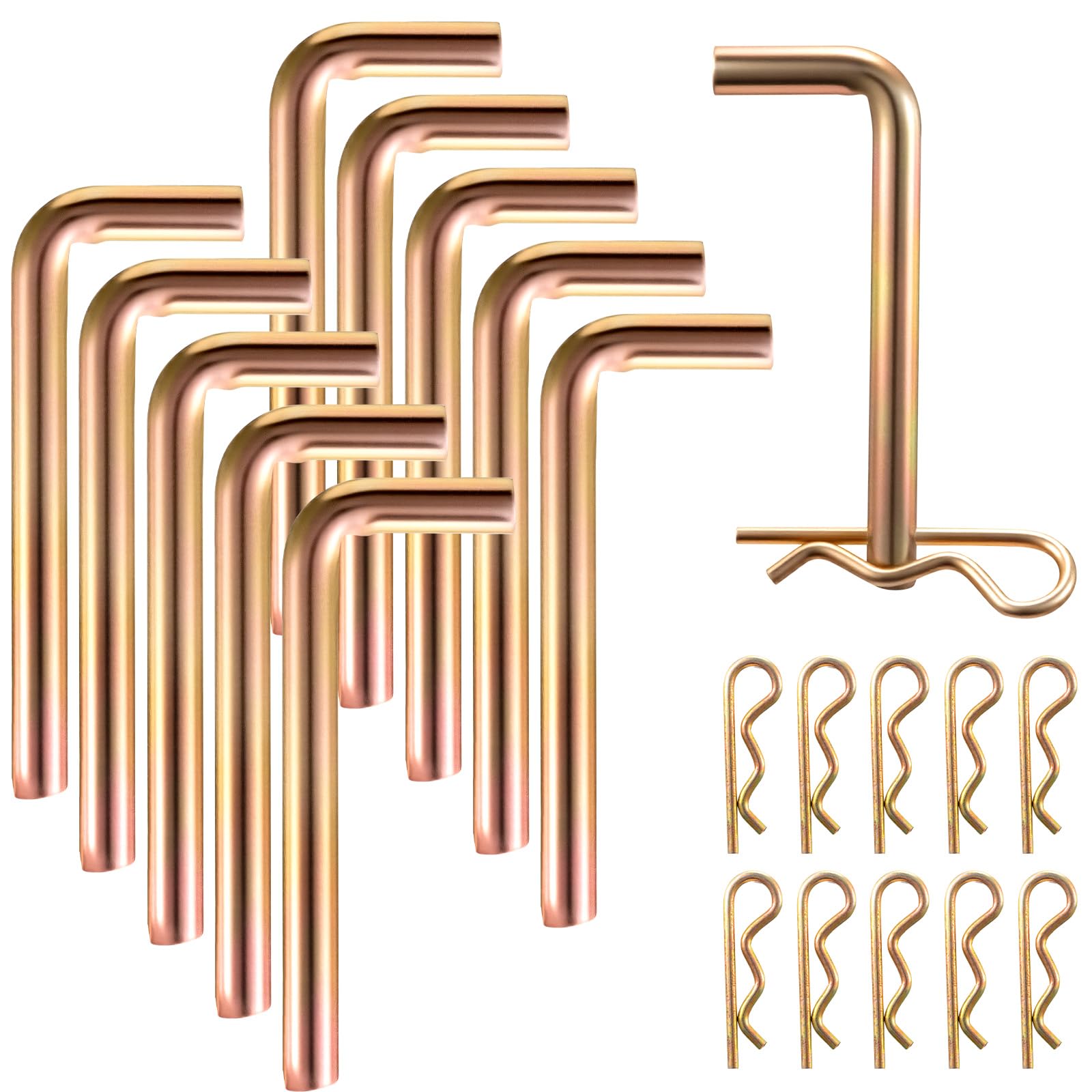 10 Sets Replacement Box Blade Shank Teeth, 1/2" Trailer Hitch Pins &amp; Clips