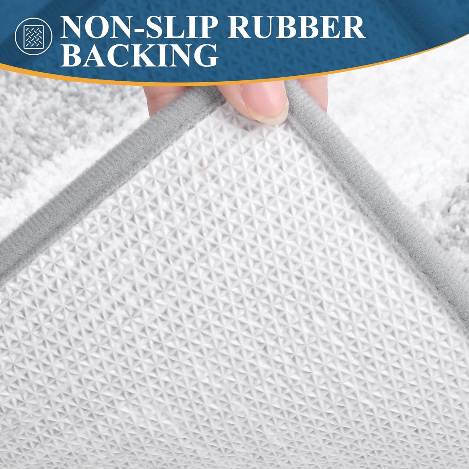 Bsmathom Bathroom Rugs Sets 3 Piece, Non-Slip Absorbent Bath Mats, Plush Shaggy Microfiber Bath Rug with U-Shaped Contour Toilet Mat Machine Washable, Light Grey - Image 6