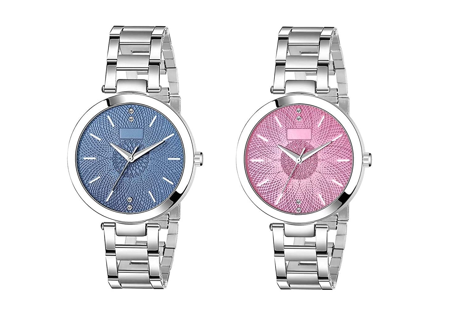 Watch City Analog Watch Women and Girl Watch Round Dial and Stainless Steel Belt (Combo) (Set of 2) Pink Blue (B0BFWTZ9W7) Amazon Price History, Amazon Price Tracker