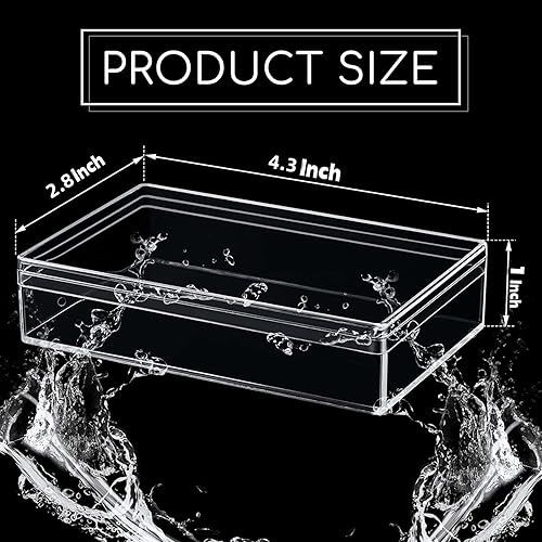 Miniatura 2 de Caja de acrílico transparente con tapas, paquete de 4 cubos cuadrados de plástico acrílico de 4.3 x 2.7 x 1 pulgadas, cajas de dulces de Navidad