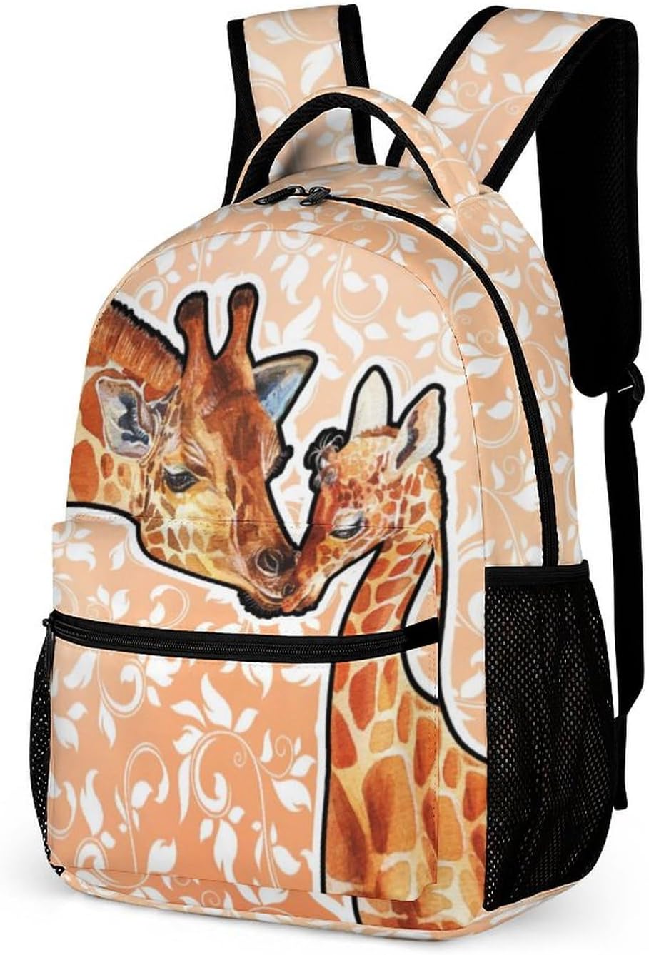 Giraffe Backpack for Kids Girls Boys School, 16 Inches Cute Giraffes Theme Bookbag, Adjustable, Lightweight, Large Capacity, Colorful Daily Casual Backpacks - Image 2