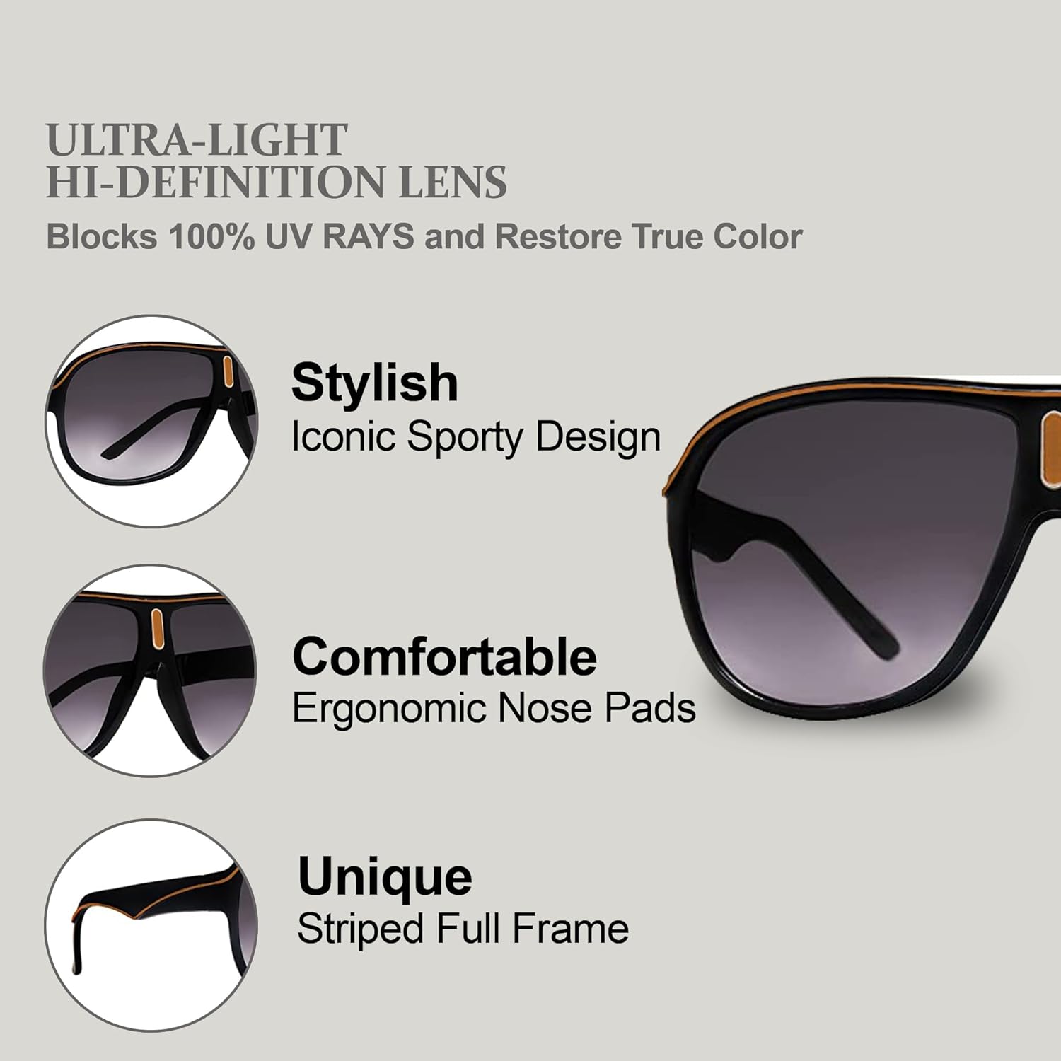 NYS Collection Aviator Sunglasses - Lightweight Durable Plastic Frame - For Men and Women -100% UV Prodection - Image 4