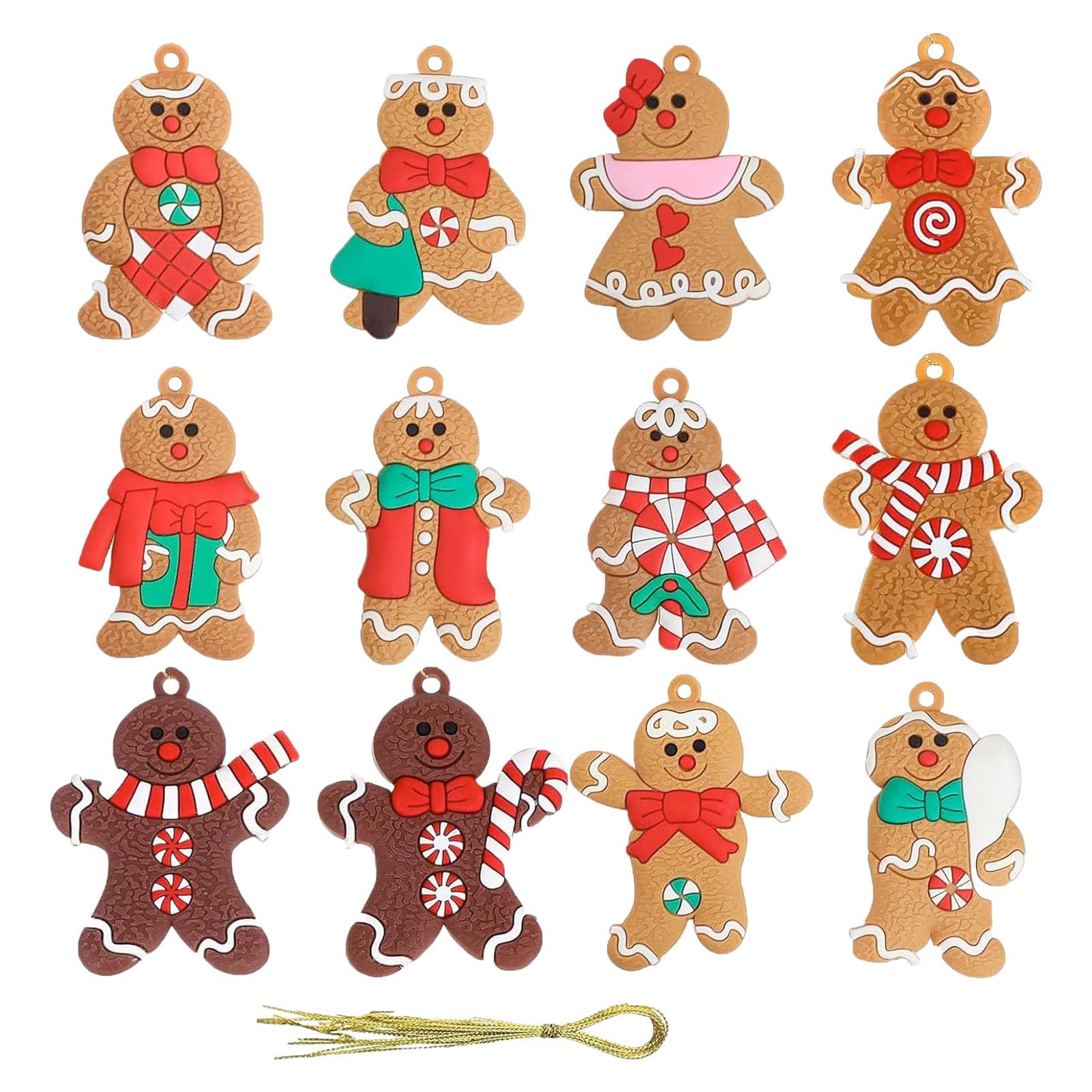Christmas Tree Gingerbread Charmm, Gingerbread Christmas Ornaments, Hang Gingerbread Man, 12pcs Mini Gingerbread Hang Christmas Tree Decor, Holiday Decorations