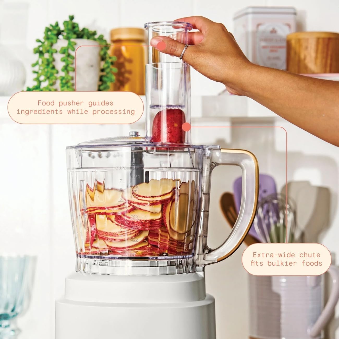10‑Cup Food Processor ‑ 500 W, Variable Speed, Twist‑Lock, Dishwasher‑Safe Parts, Included Accessories (White Icing)