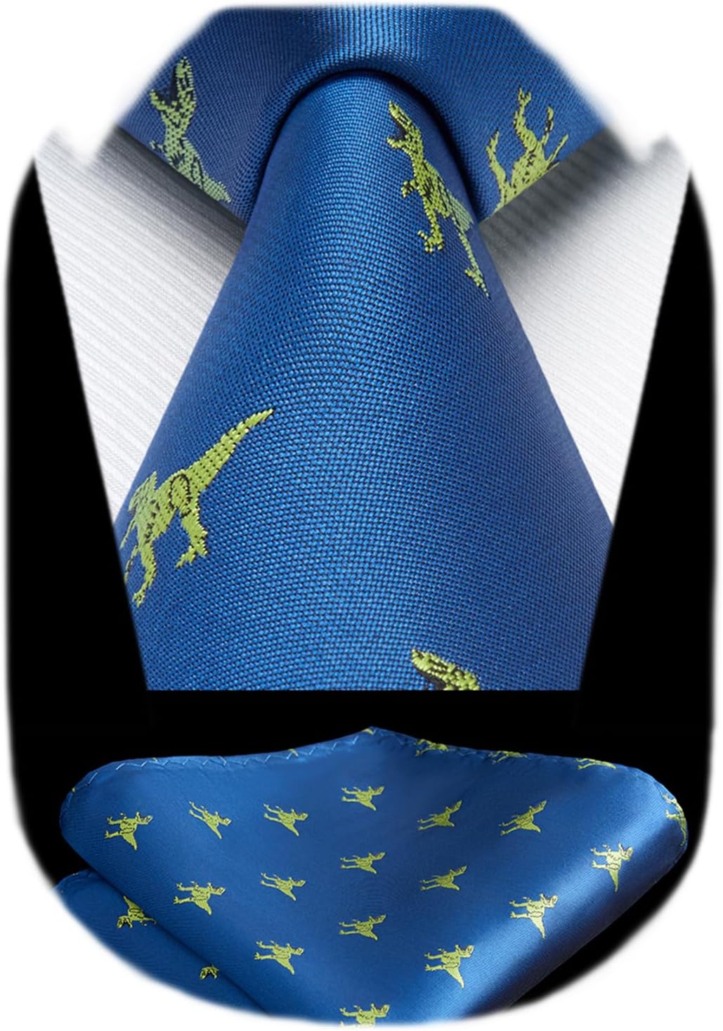 HISDERN Men's Animal Pattern Ties Wedding Tie Handkerchief Fashion Print Business Necktie & Pocket Square Set