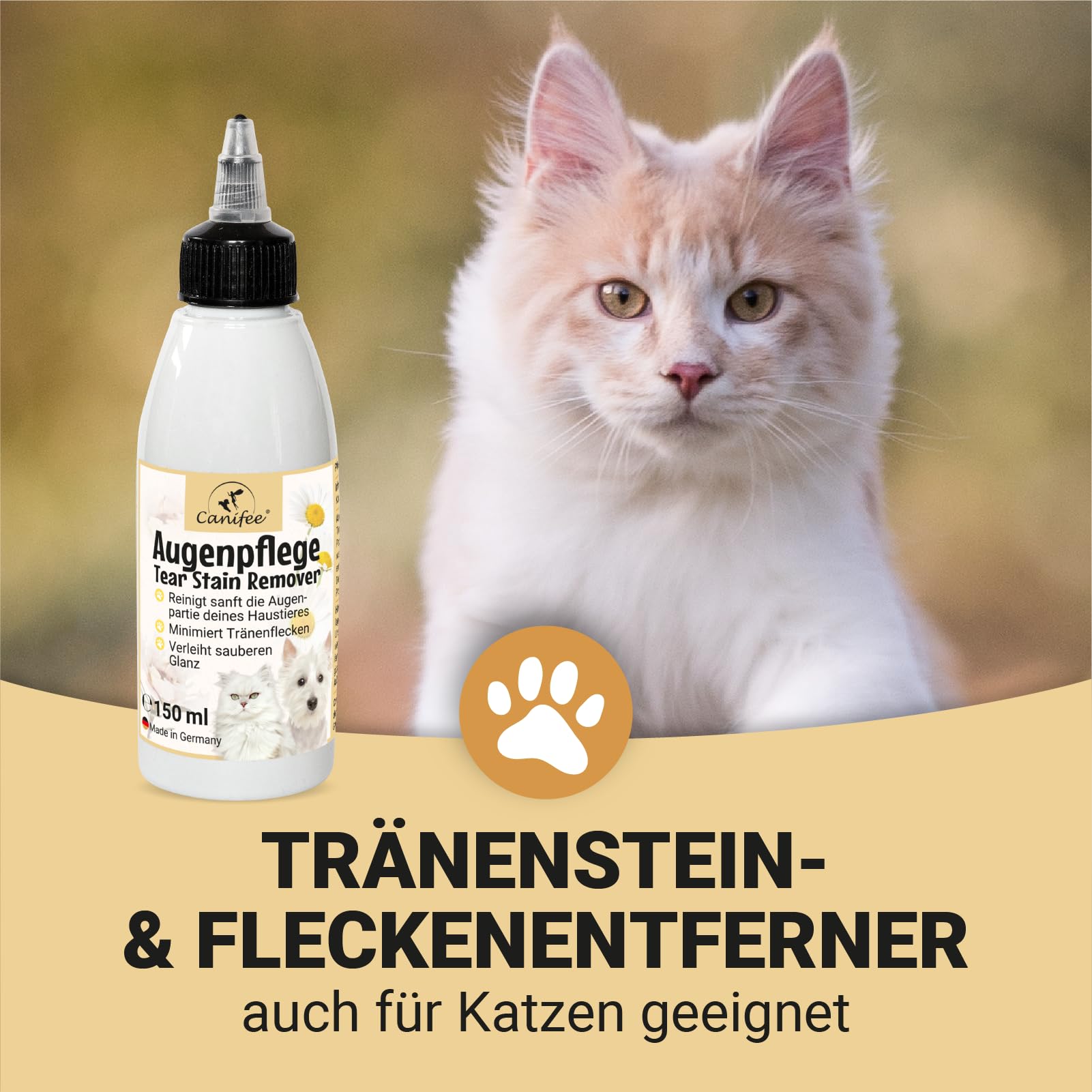 Collyre Chien et Chat Détachant pour Chats et Chiens 150ml, Soins Oculaires pour Chiens et Chats Nettoyant Yeux Chien et Chat Hygiène et Santé du Chien Collyre Antiseptique Yeux