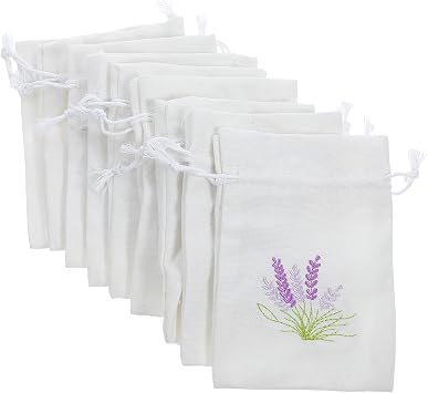 Kichvoe Sachet Bags Empty Cotton Drawstring Pouches 5.51X3.93In Refillable Lavender Sachet Bag for Home Fragrance Wedding Favor Jewelry Candy Storage Set of 10