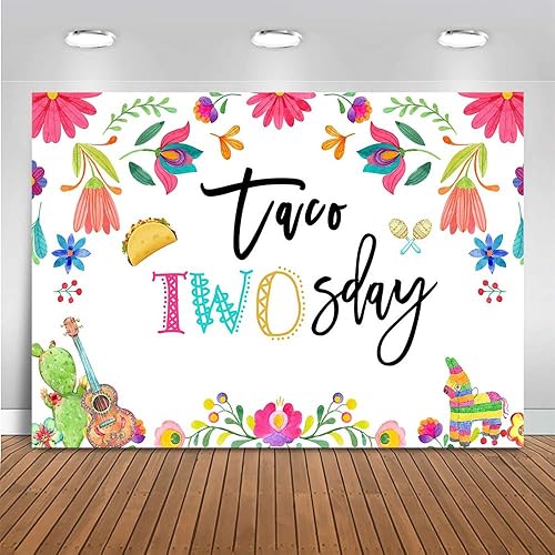 Miniatura 8 de Mocsicka Taco - Telón de fondo de cumpleaños de Twosday, fiesta mexicana, decoración de fiesta de segundo cumpleaños, cactus del Cinco de Mayo,