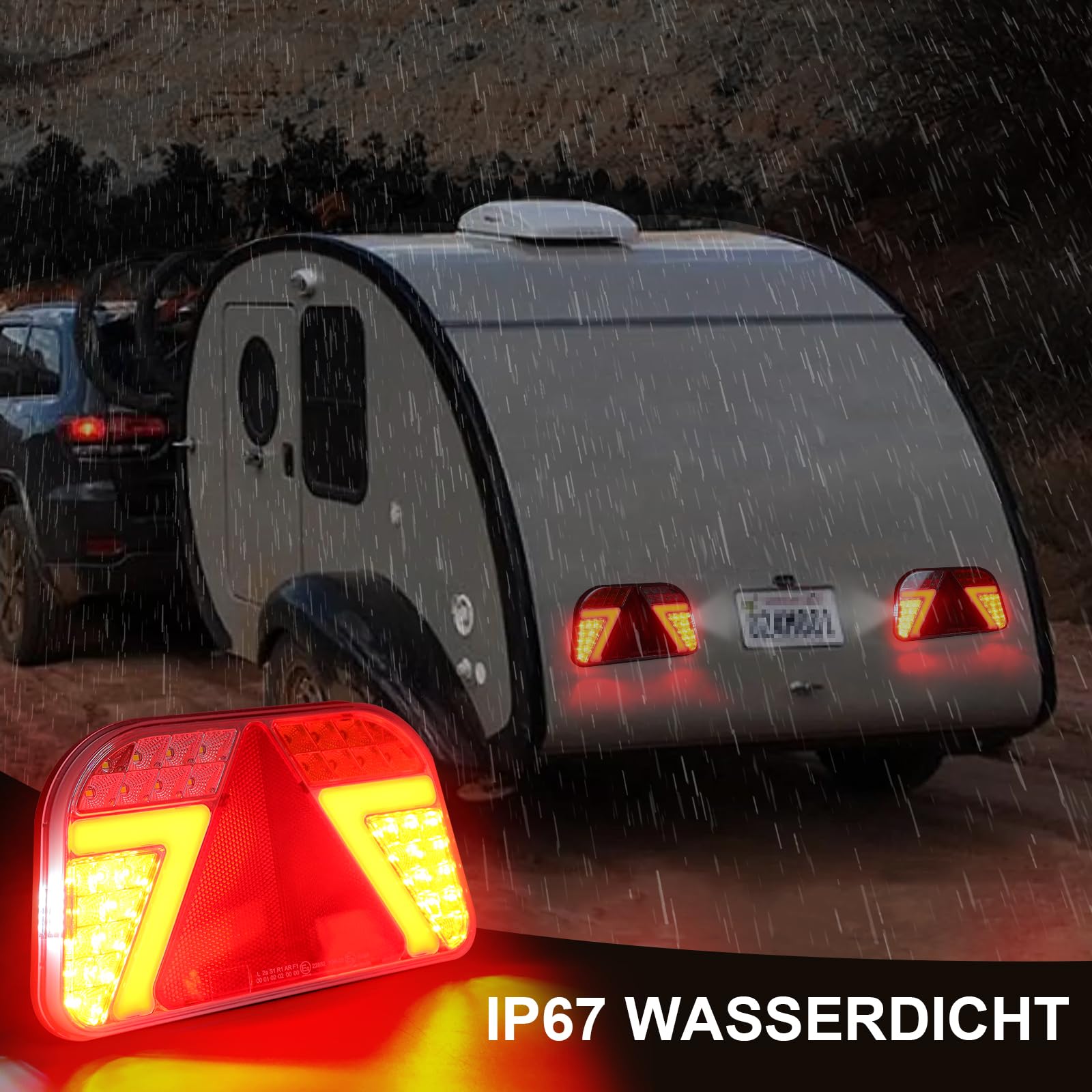 Agrieyes Anhänger Beleuchtung Mit Nebelscheinwerfer, LED Rückleuchten Anhängers Mit Rückfahrscheinwerfer, 12V/24V Anhängerbeleuchtung Rücklicht Heckleuchten für Anhänger Traktor PKW