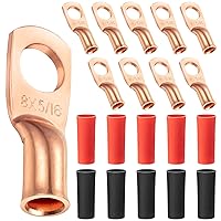 Vista 8 de Maxdot Paquete de 10 terminales de alambre de prueba UL, calibre 8, terminales de anillo de cobre resistente, cable de soldadura, orejeta de cobre