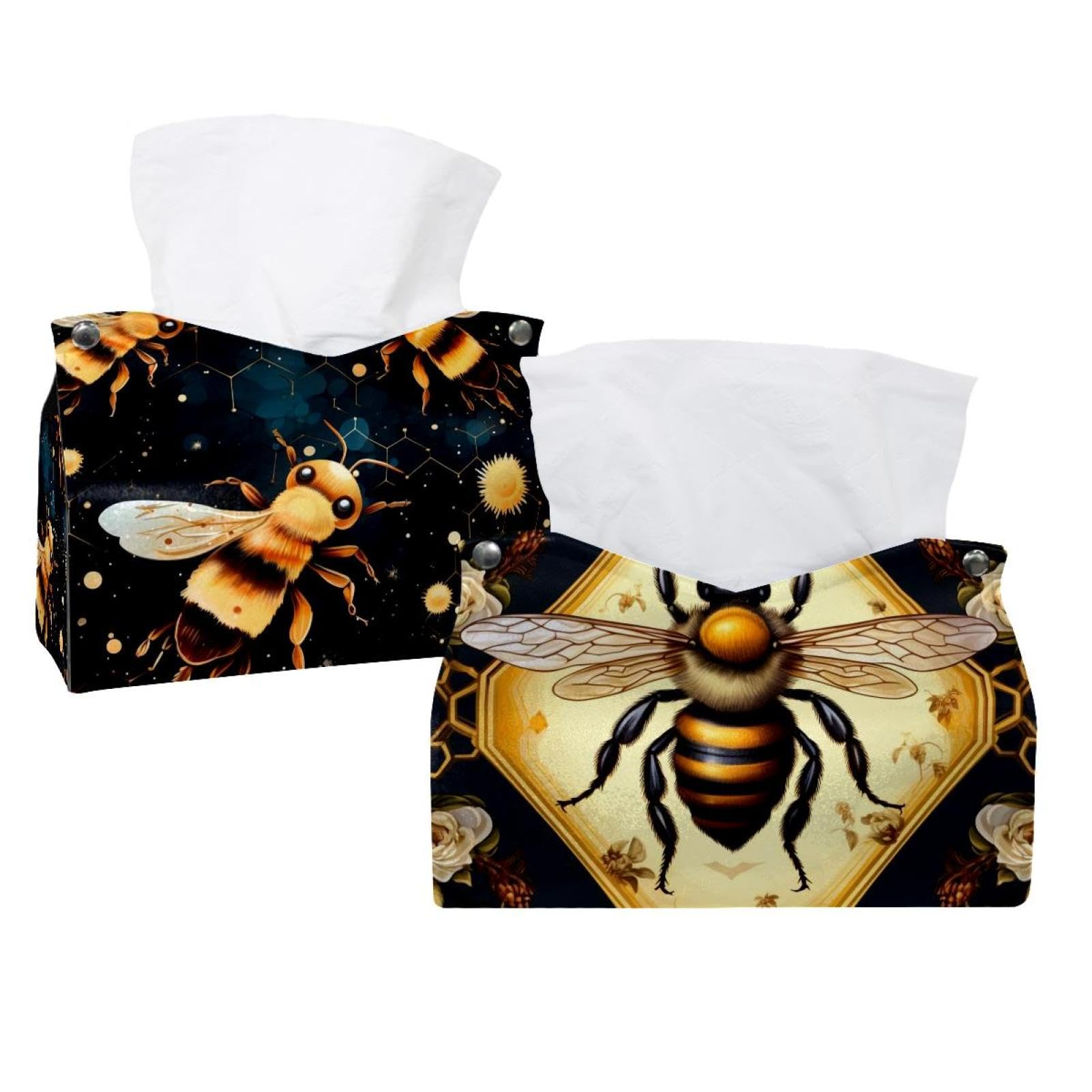 Boîte à mouchoirs en cuir haut de gamme au motif abeille étoilée