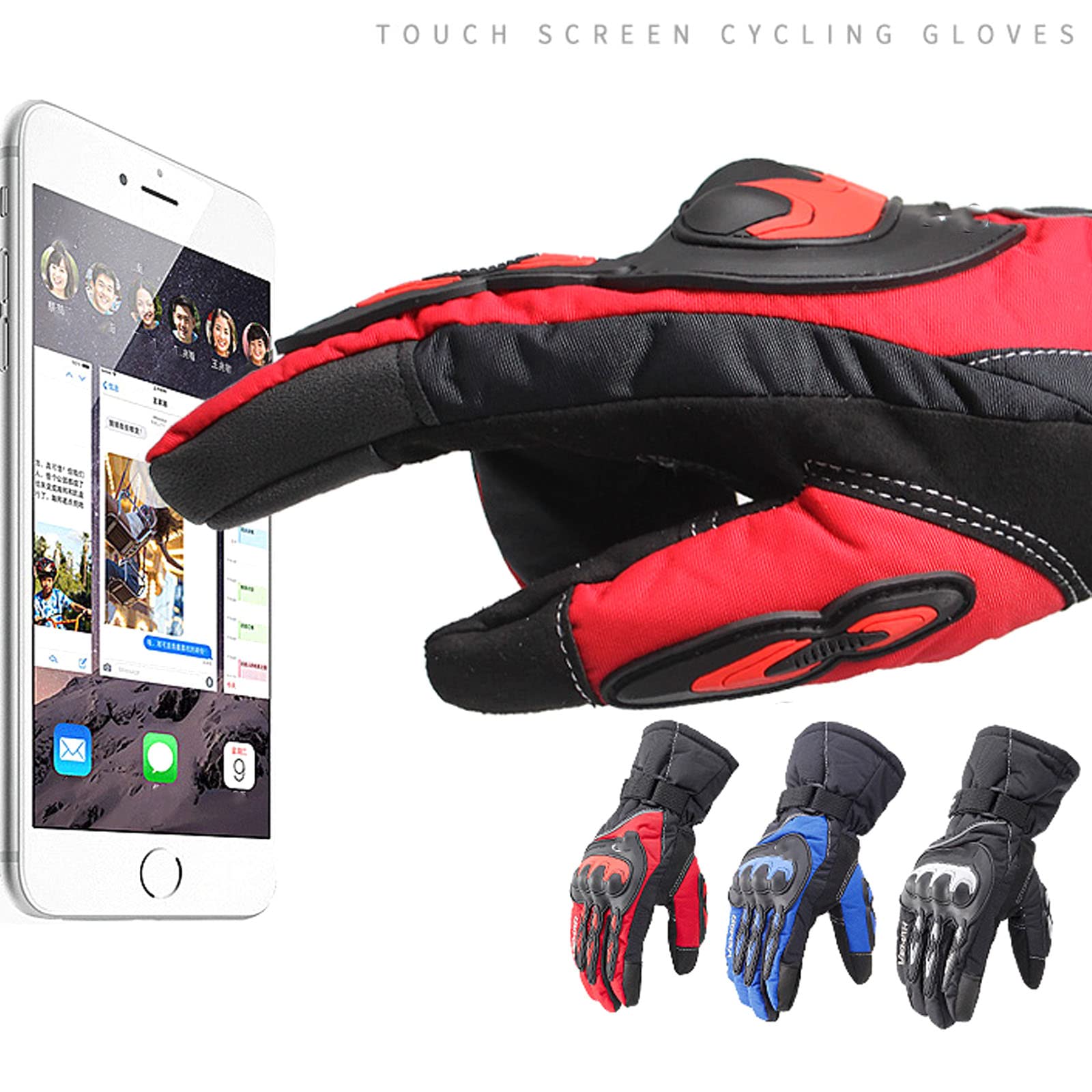 Gants de Moto pour Hommes Écran Tactile Hiver Imperméable à l'eau Équipement Chevalier Mitaines Chaudes D'enduro VTT Motoneige Ski Cyclisme