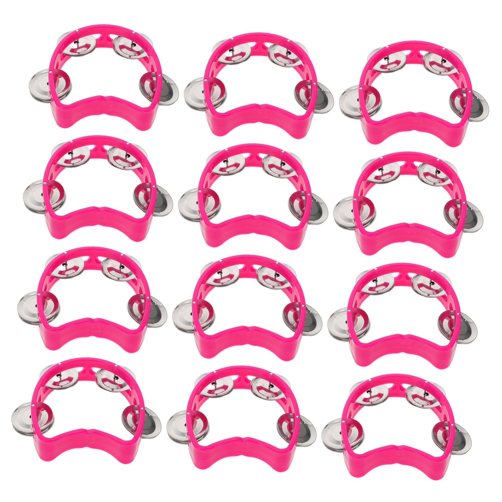 12 Piezas Panderetas de Plástico con Cascabeles Instrumentos de Percusión para Adultos Diseño Ergonómico para Manos Pequeñas para Clases de Música Festivales y Actividades Grupales