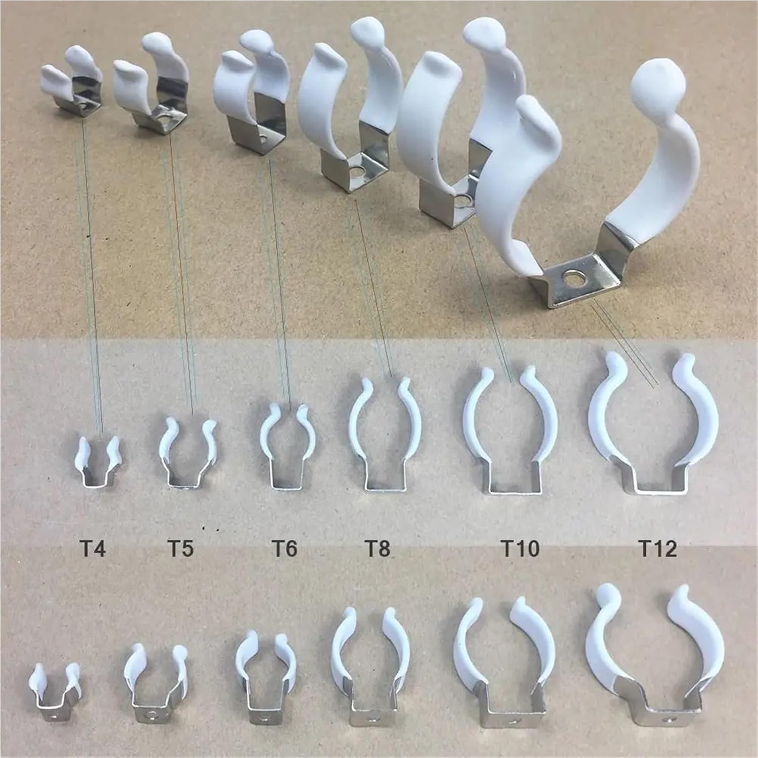 5Pcs T3/T4/T5/T6/T7/T8/T9/T10 Spring Terry Pipes Clamps Base Tool with Rubber Protection Pipes Clamps Holders Tube Fixing Clips(5Pcs T9)