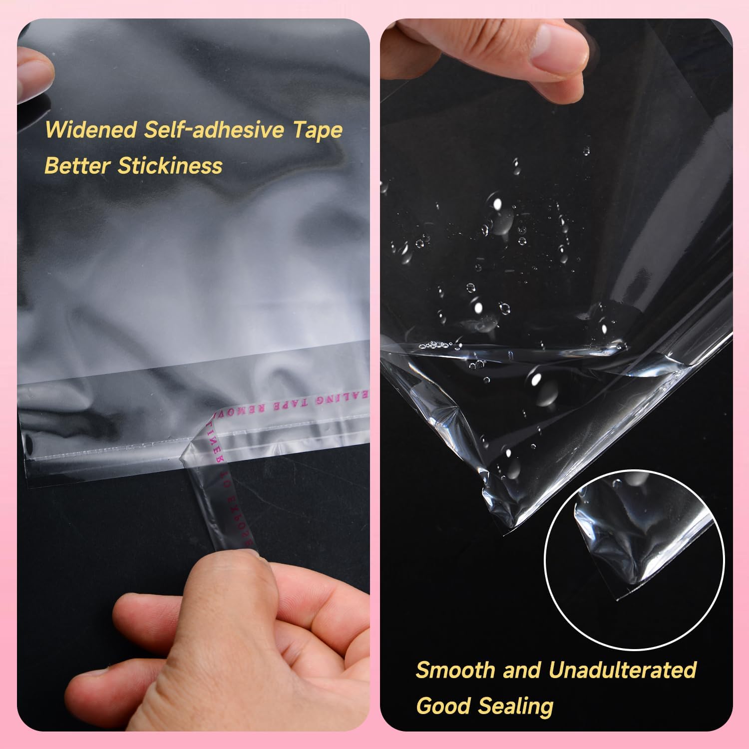 Yeaban 4"x6" Clear Self-Sealing Cellophane Bags, Resealable Treat Bags for Candy Snack Cookies Baked Food and Party Favors, 200-Count